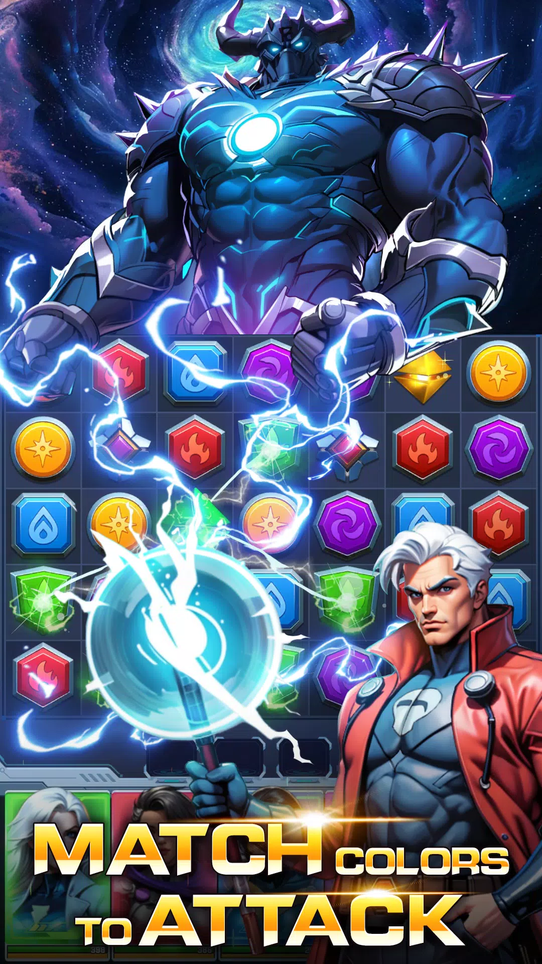 Superhero & Puzzles Match3 RPG Tangkapan skrin 0