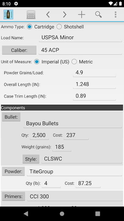 Reloading Calculator - Ammo Скриншот 0