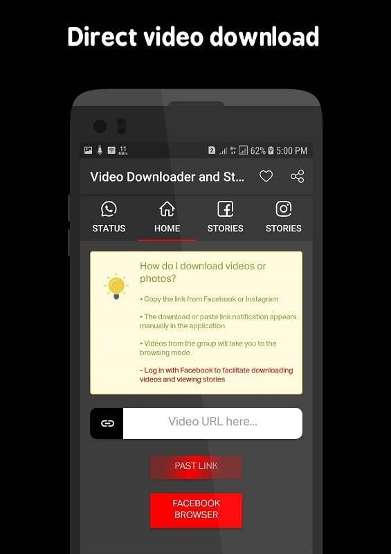 Video Downloader and Stories ဖန်သားပြင်ဓာတ်ပုံ 1