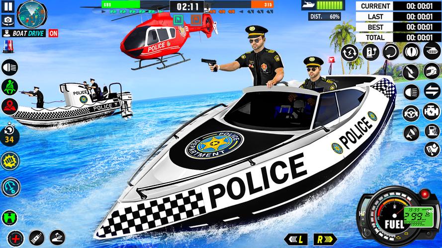 Police Boat Chase Crime Games Capture d'écran 3