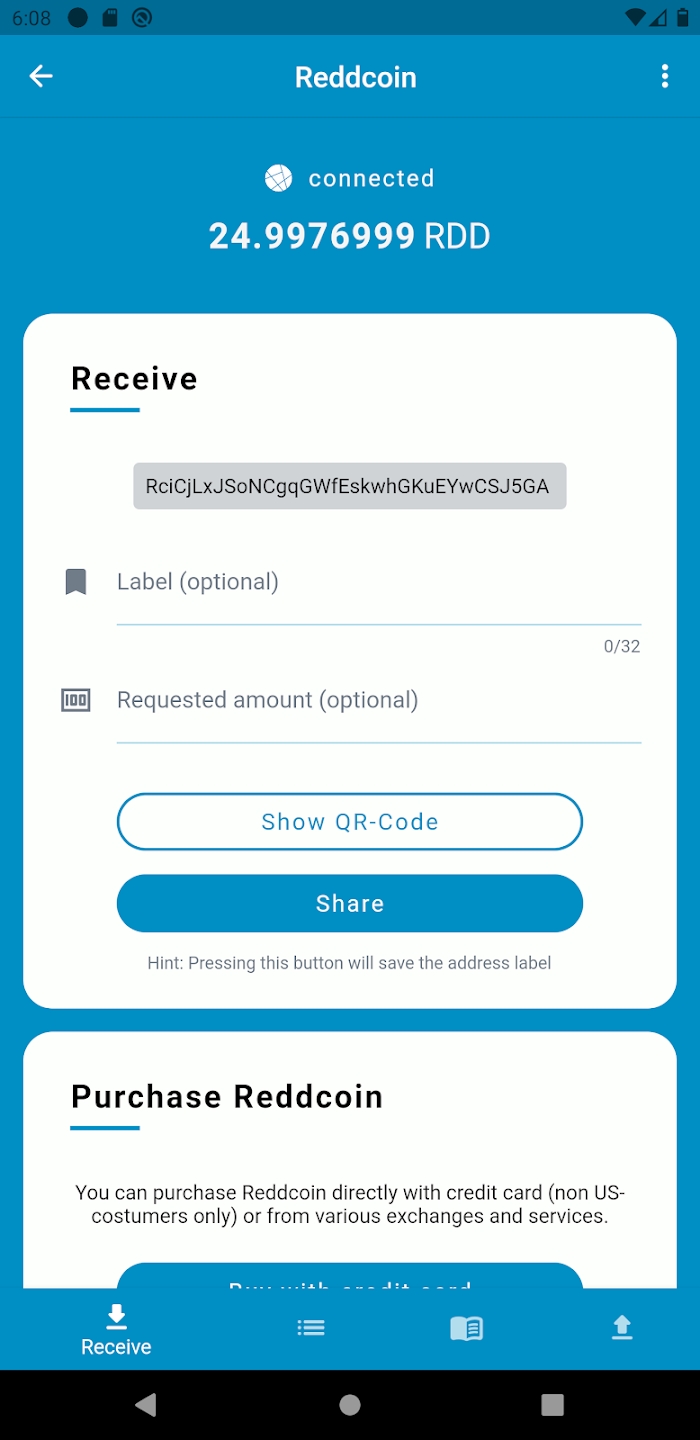 Reddcoin Mobile Wallet Tangkapan skrin 2