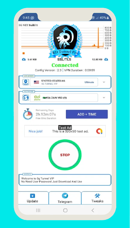 RD Tunnel PRO - Unlimited VPN Captura de pantalla 1