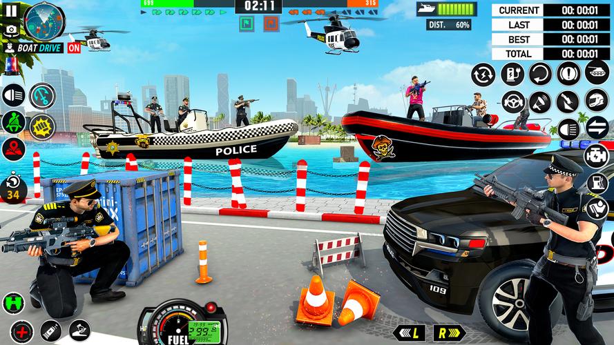 Police Boat Chase Crime Games Capture d'écran 1