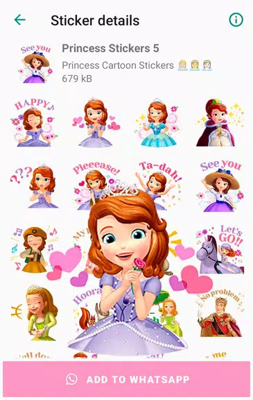 Princess Cartoon WAsticker स्क्रीनशॉट 3