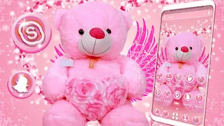 Pink Teddy Bear Theme Captura de pantalla 1