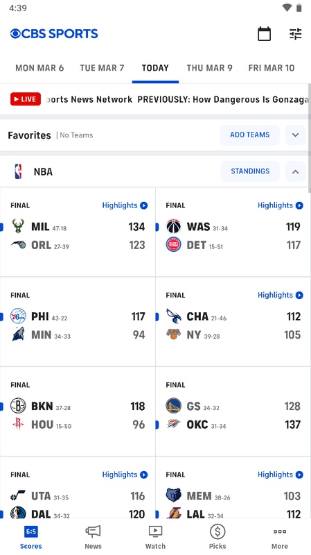 CBS Sports App: Scores & News Capture d'écran 1