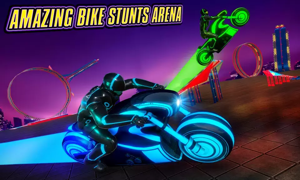 Light Bike Stunt Racing Game स्क्रीनशॉट 2