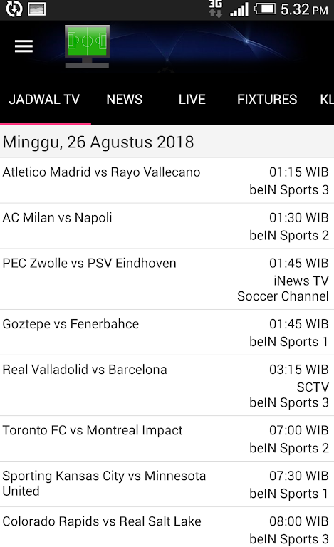 Jadwal Siaran Langsung Ảnh chụp màn hình 0