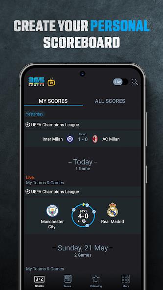 365Scores: Live Scores & News Mod Tangkapan skrin 1