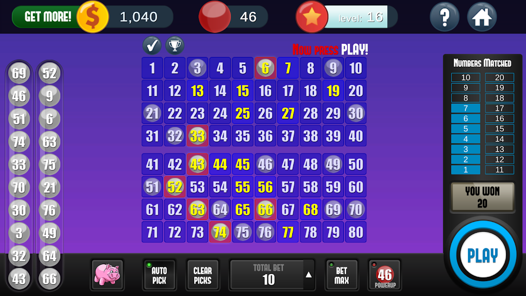 Keno Free Keno Game ภาพหน้าจอ 3
