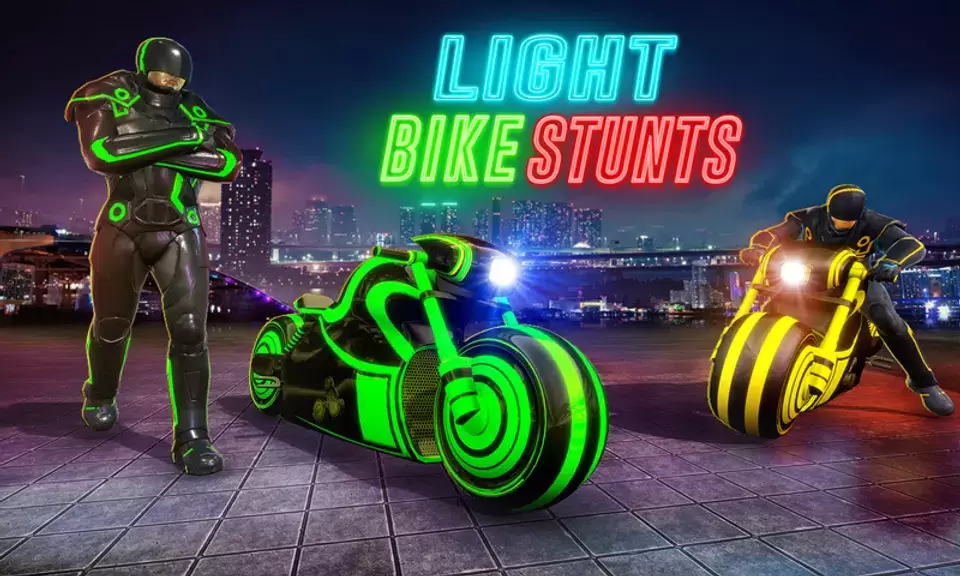 Light Bike Stunt Racing Game स्क्रीनशॉट 3