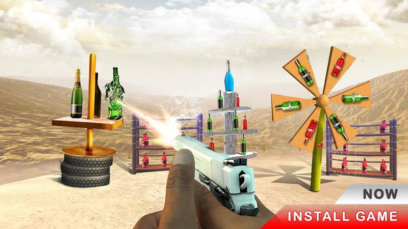 Gun Bottle Shooting game Ekran Görüntüsü 1