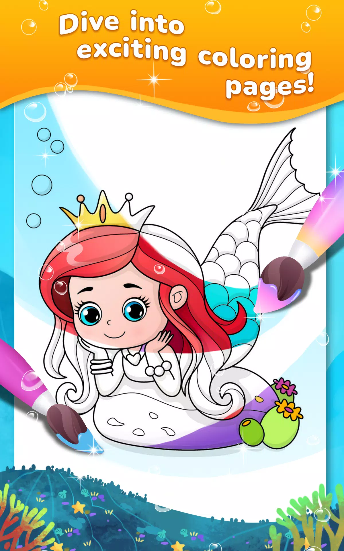 Mermaid coloring book gradient Скриншот 0