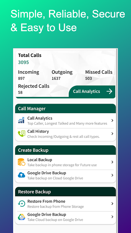 Cally - Call Backup & Recover Скриншот 0