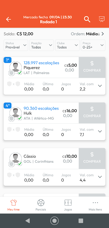 Parciais CFC Zrzut ekranu 1