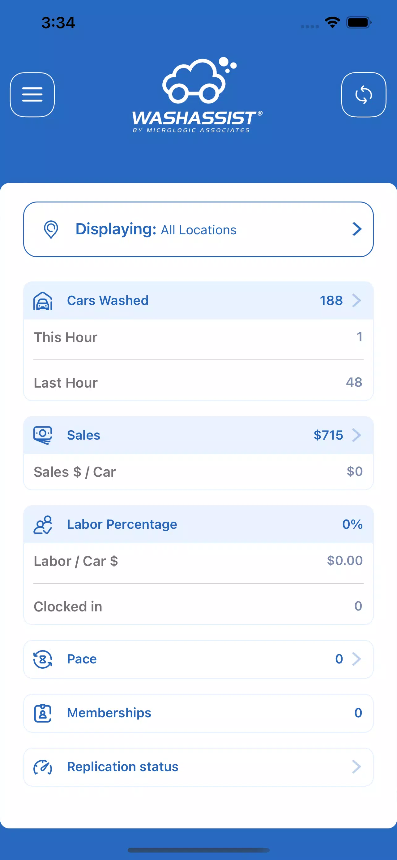 Schermata WashAssist Dashboard 1