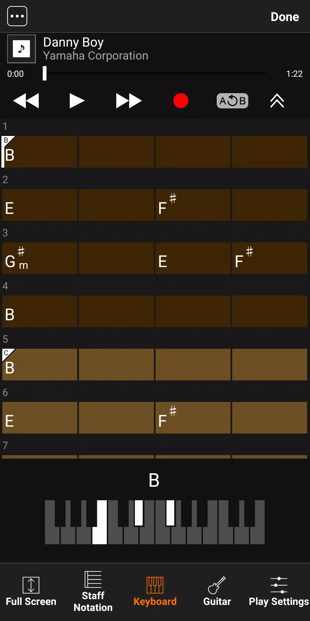 Chord Tracker ဖန်သားပြင်ဓာတ်ပုံ 1