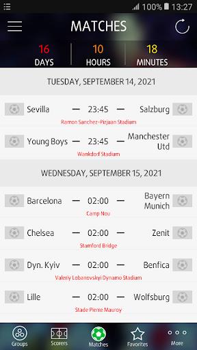 Live Scores for Champions League スクリーンショット 0
