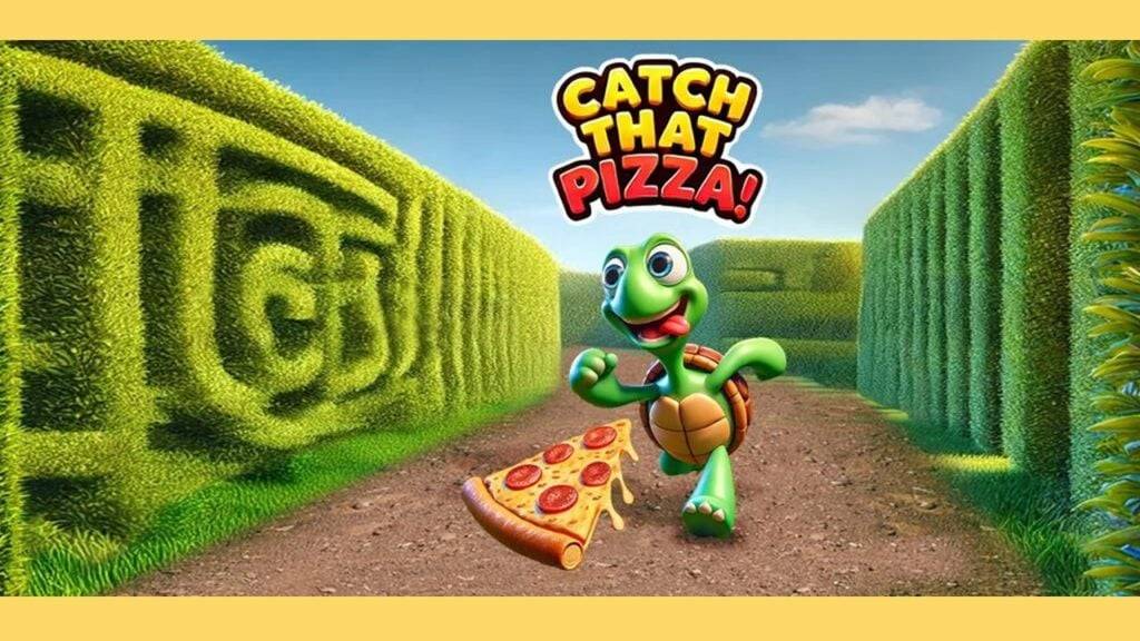 Navigieren Sie durch das Labyrinth, um die teleportierte Pizza zu fangen