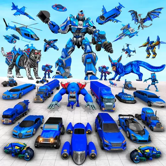 Police Tiger Robot Car Game 3d Captura de pantalla 0