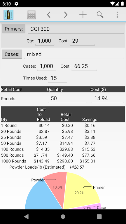 Reloading Calculator - Ammo Скриншот 1
