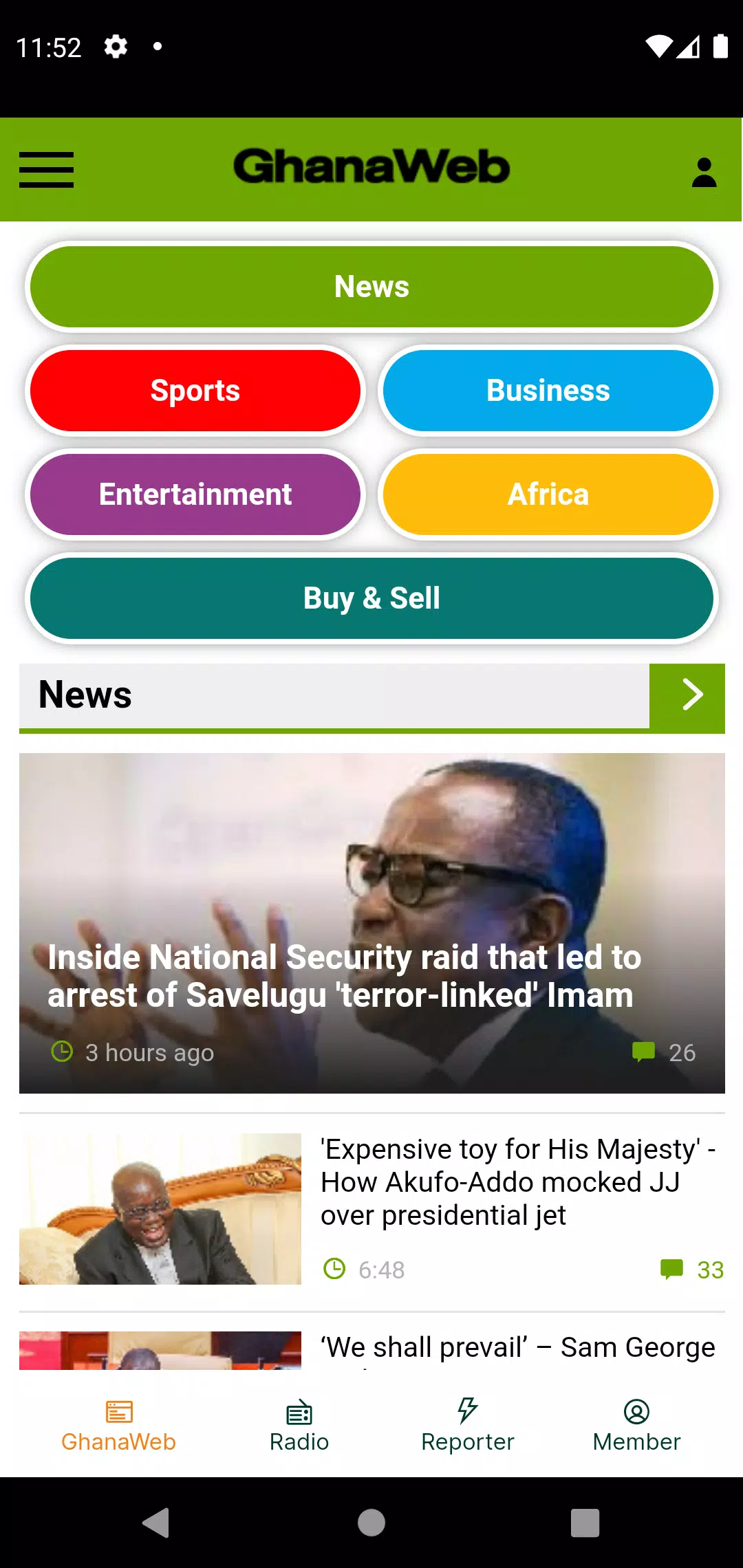 GhanaWeb 스크린샷 0