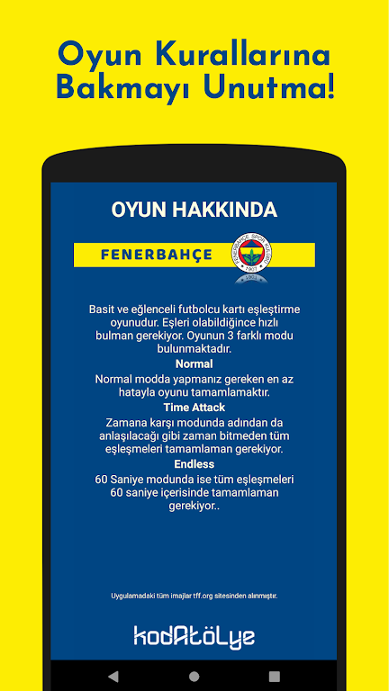 Fenerbahçe Futbolcu Kart Eşleştirme Oyunu 스크린샷 3