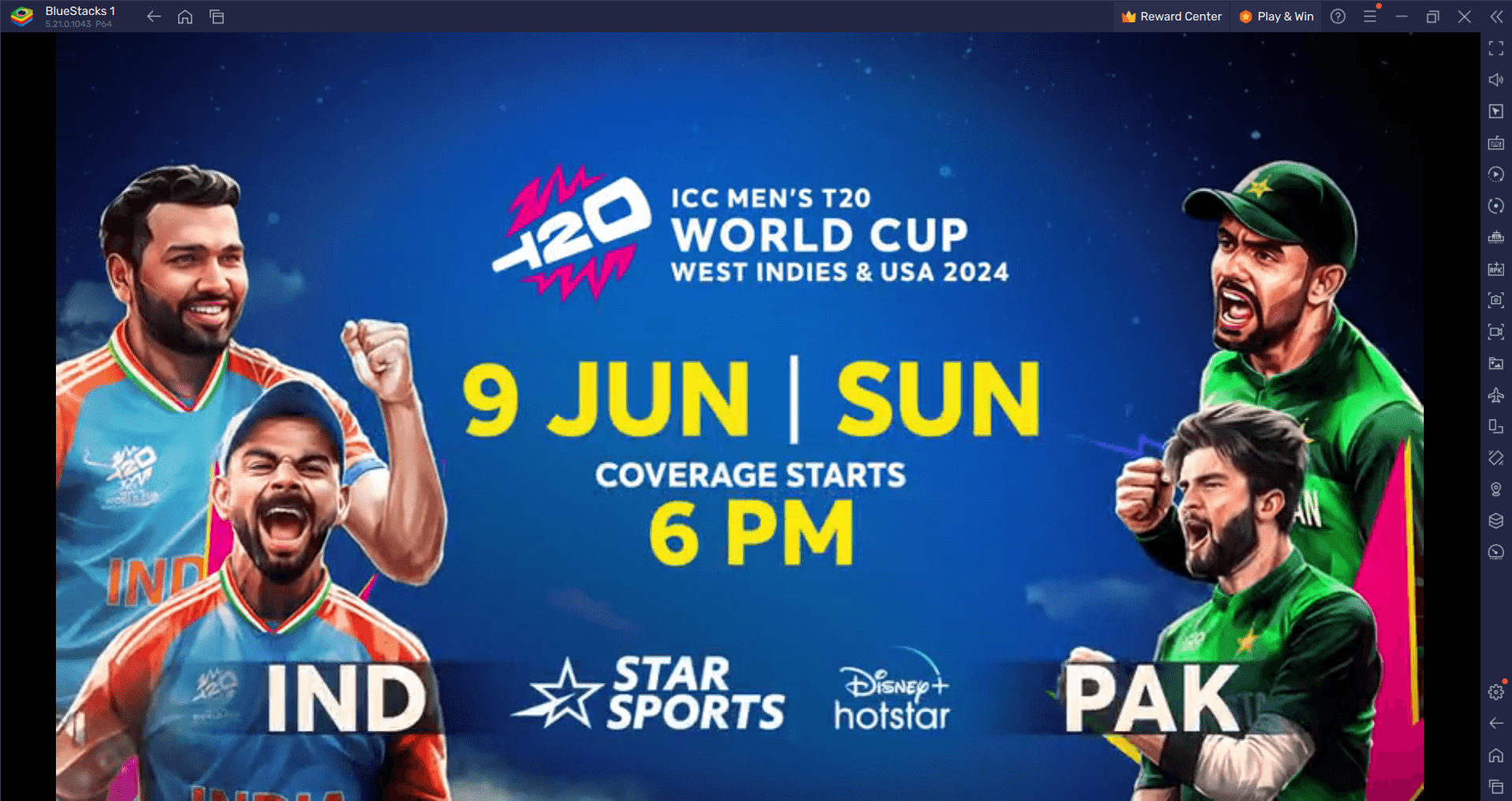 Ind vs Pak T20 WC 2024：在线免费直播流