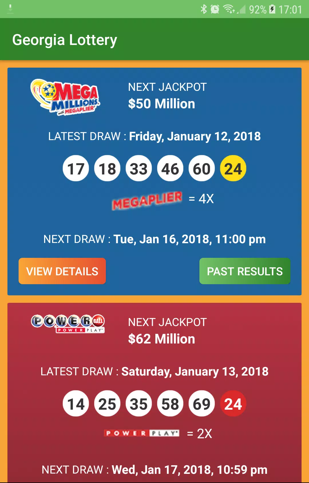 Georgia Lottery Results Скриншот 2