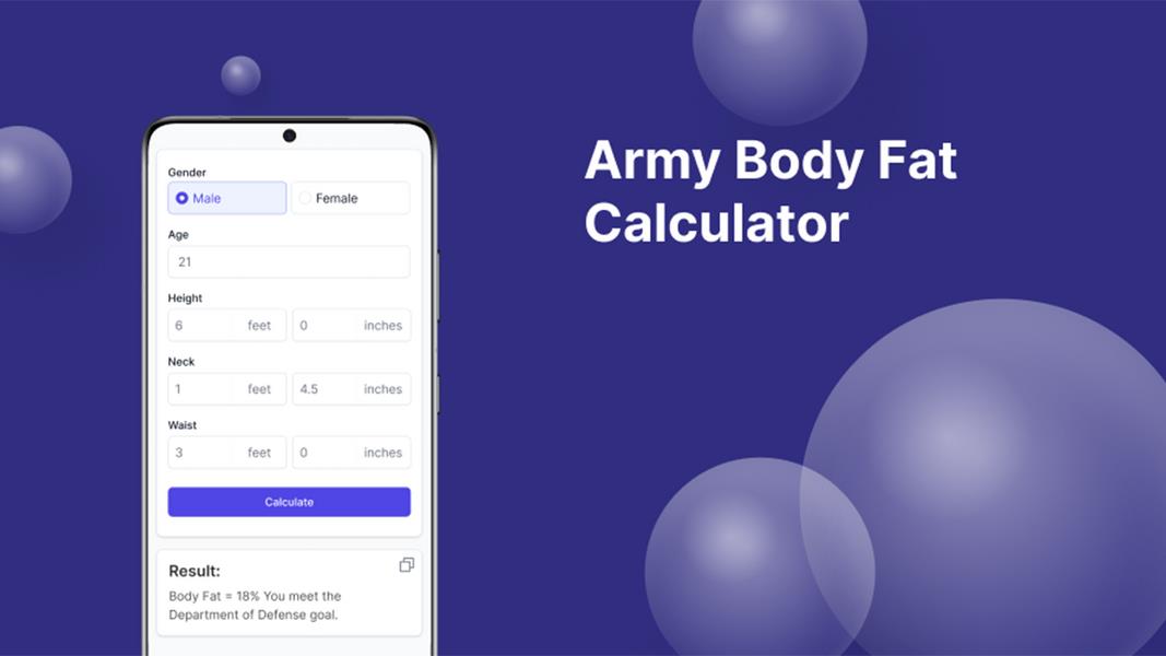 Army Body Fat Calculator Schermafbeelding 2