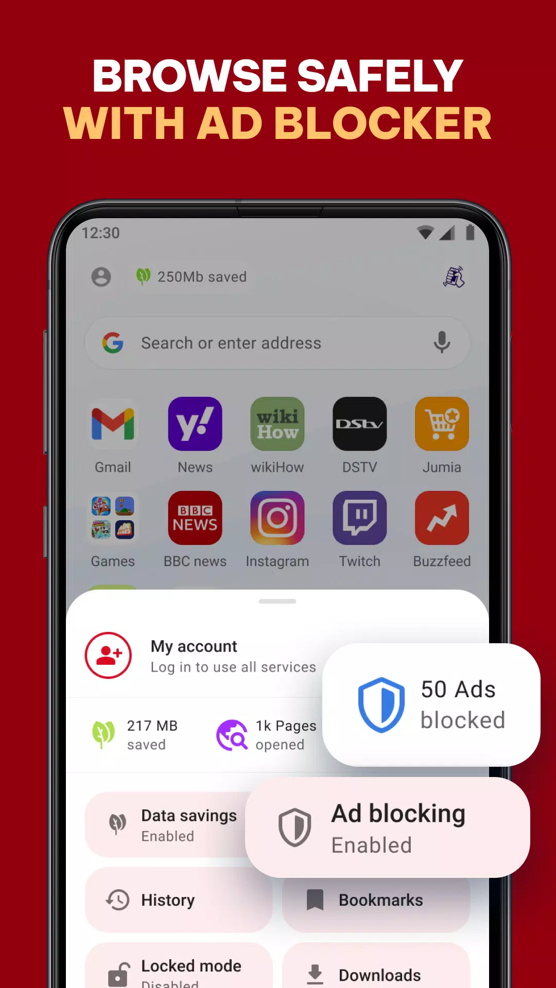 Opera Mini 웹 브라우저 스크린샷 2