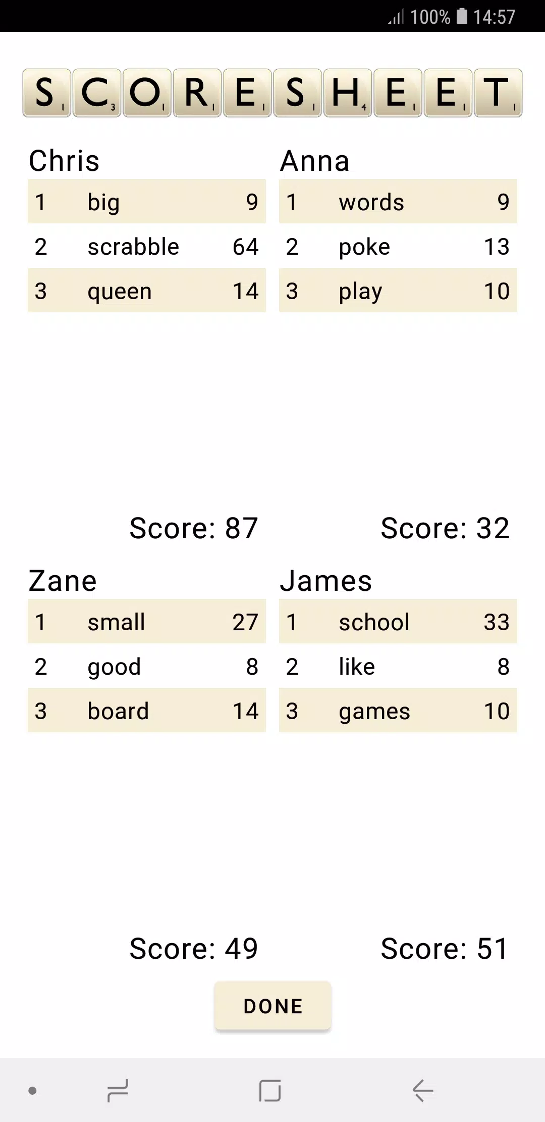 Scrabble Score Скриншот 3