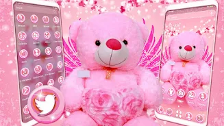 Pink Teddy Bear Theme Zrzut ekranu 0