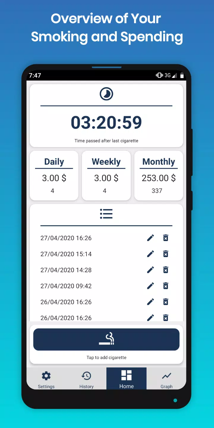 Cigarette Counter and Tracker ဖန်သားပြင်ဓာတ်ပုံ 1