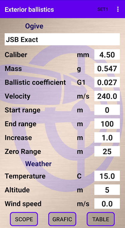 External ballistics calculator Captura de tela 0