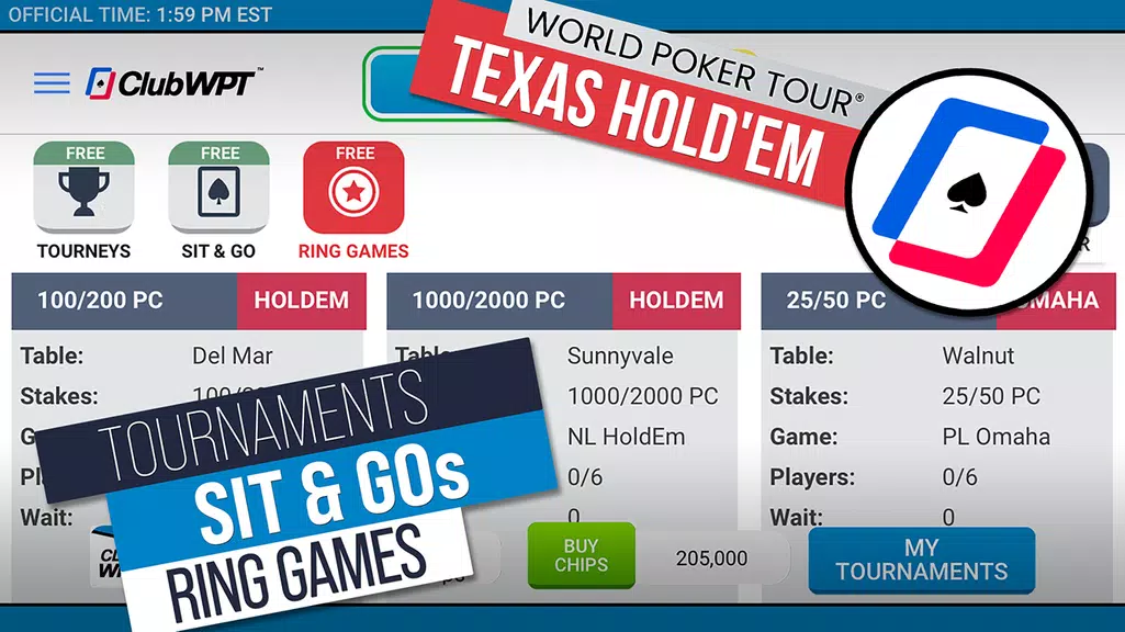 ClubWPT: Free Poker, Casino Captura de pantalla 1