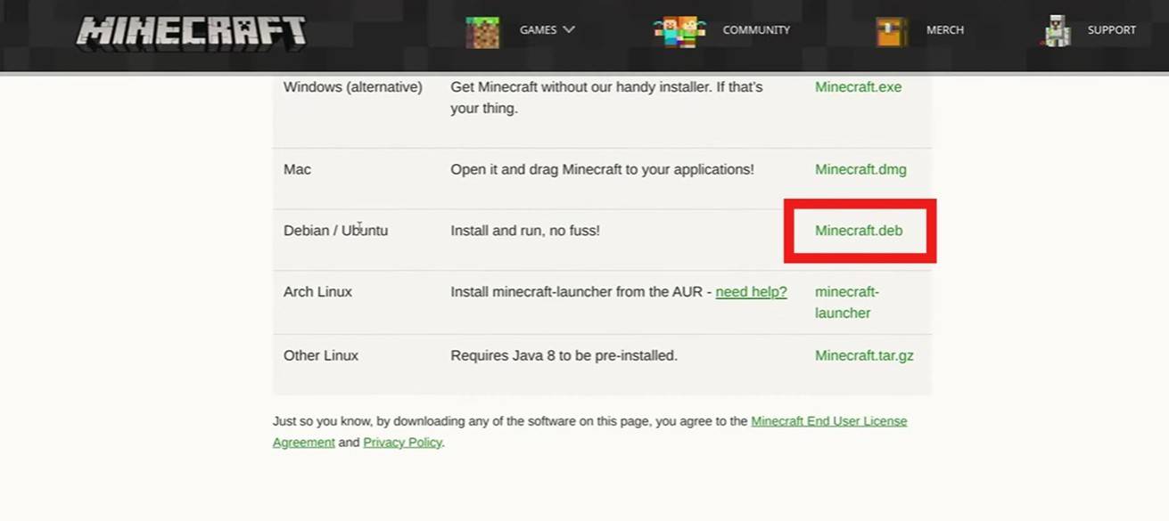 Installing Minecraft via Linux