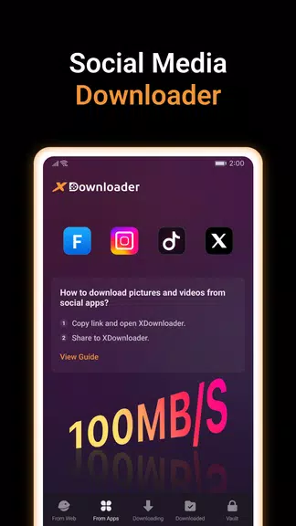 X Video Downloader & Player ဖန်သားပြင်ဓာတ်ပုံ 1