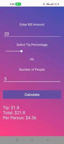 Tip Calculator ဖန်သားပြင်ဓာတ်ပုံ 1