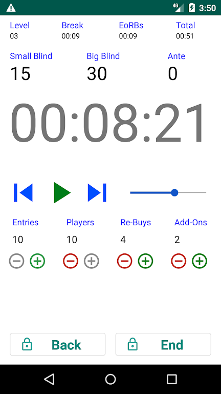 Easy Poker Tournament Timer स्क्रीनशॉट 2