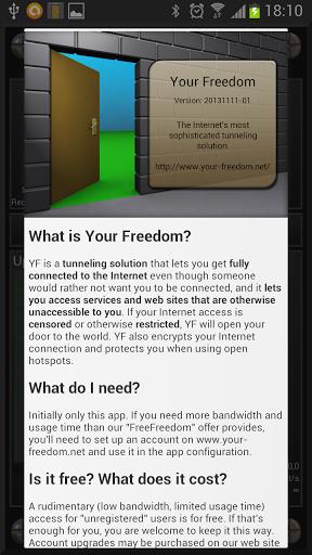 Your Freedom VPN Client ဖန်သားပြင်ဓာတ်ပုံ 1