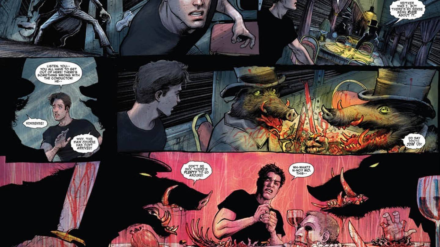 Spider-Man confronting horrors