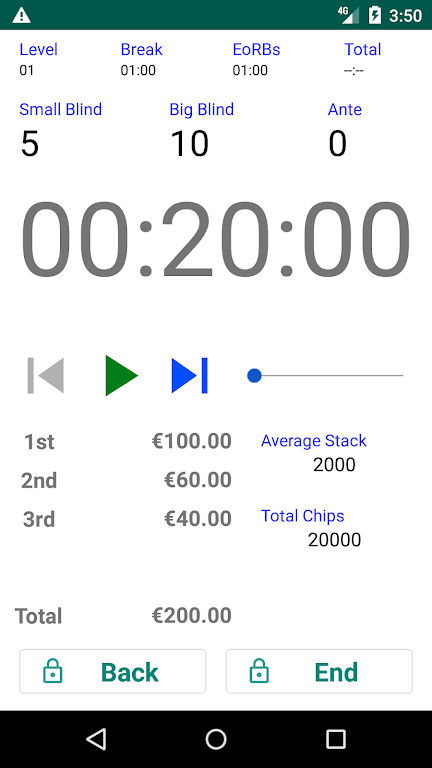 Easy Poker Tournament Timer स्क्रीनशॉट 1