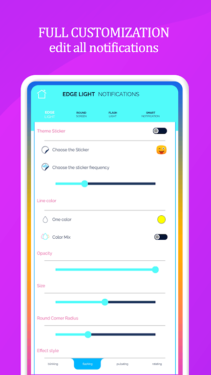 Edge Lighting Notifications ဖန်သားပြင်ဓာတ်ပုံ 1