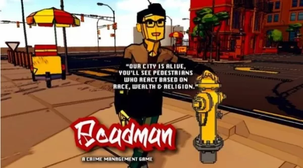 Stylized animated character standing on pavement gripping a fire hydrant
