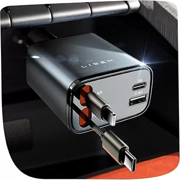 Lisen-Auto-Ladegerät mit einziehbarem USB-C, Blitzkabel unter 15 US-Dollar