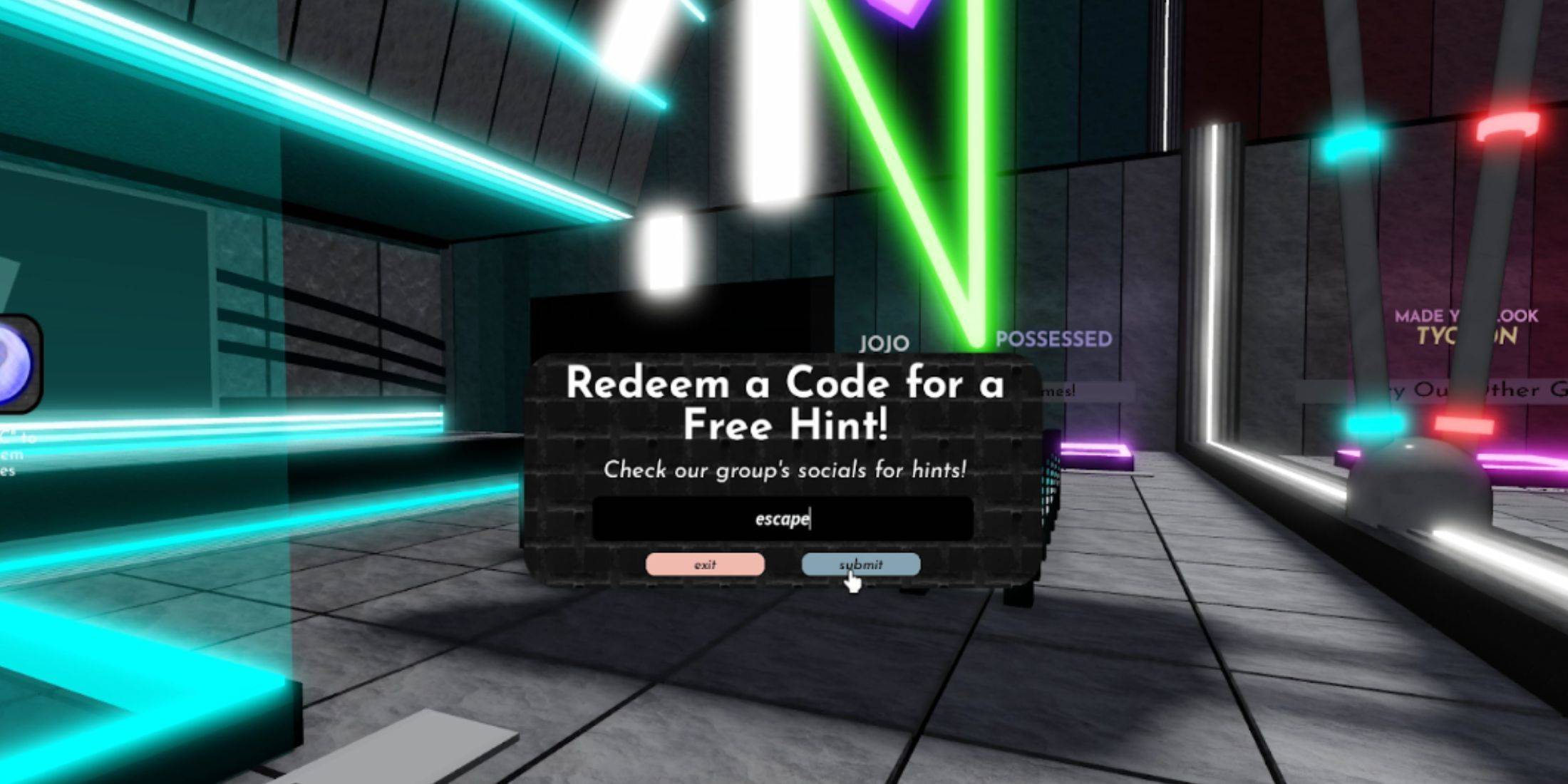 Image: Redeeming a code in Terminal Escape Room