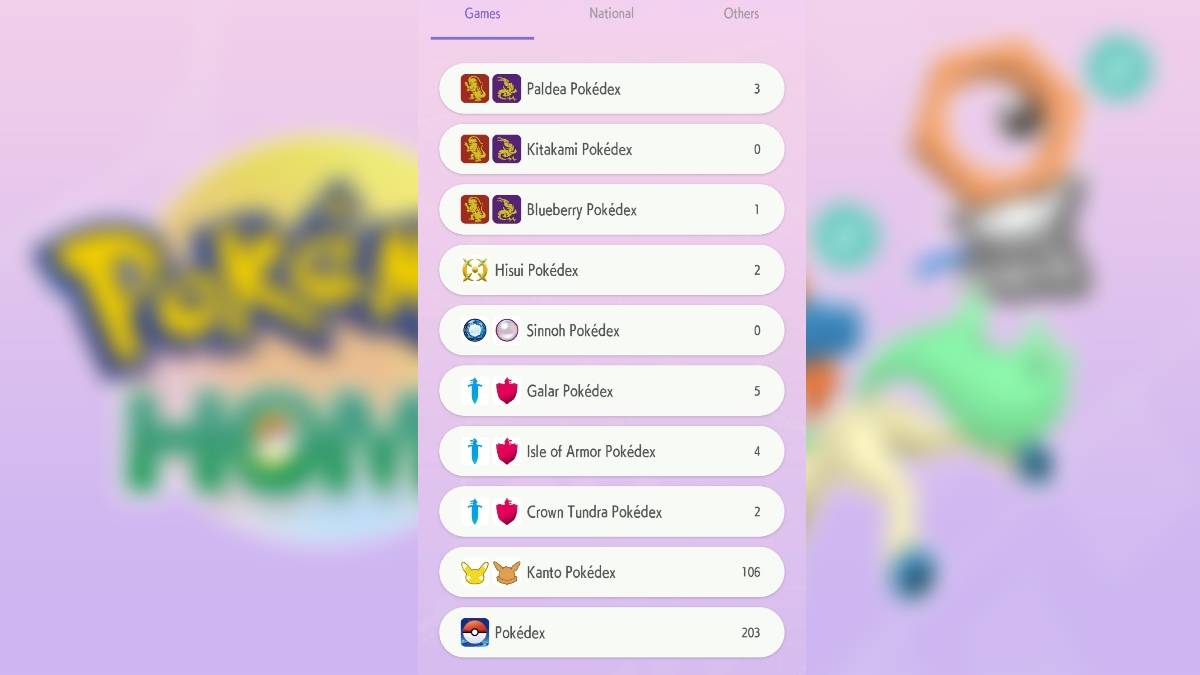 Pokémon Home gameplay showing the game's Pokedexes, overlaying Shiny Keldeo & Shiny Meltan