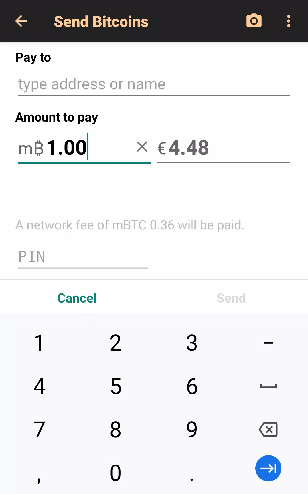 Bitcoin Wallet スクリーンショット 1