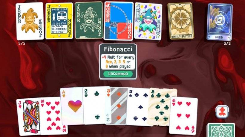 Một hình ảnh quảng cáo về lối chơi Balatro với định dạng giống như Solitaire, nơi các thẻ được đặt xuống